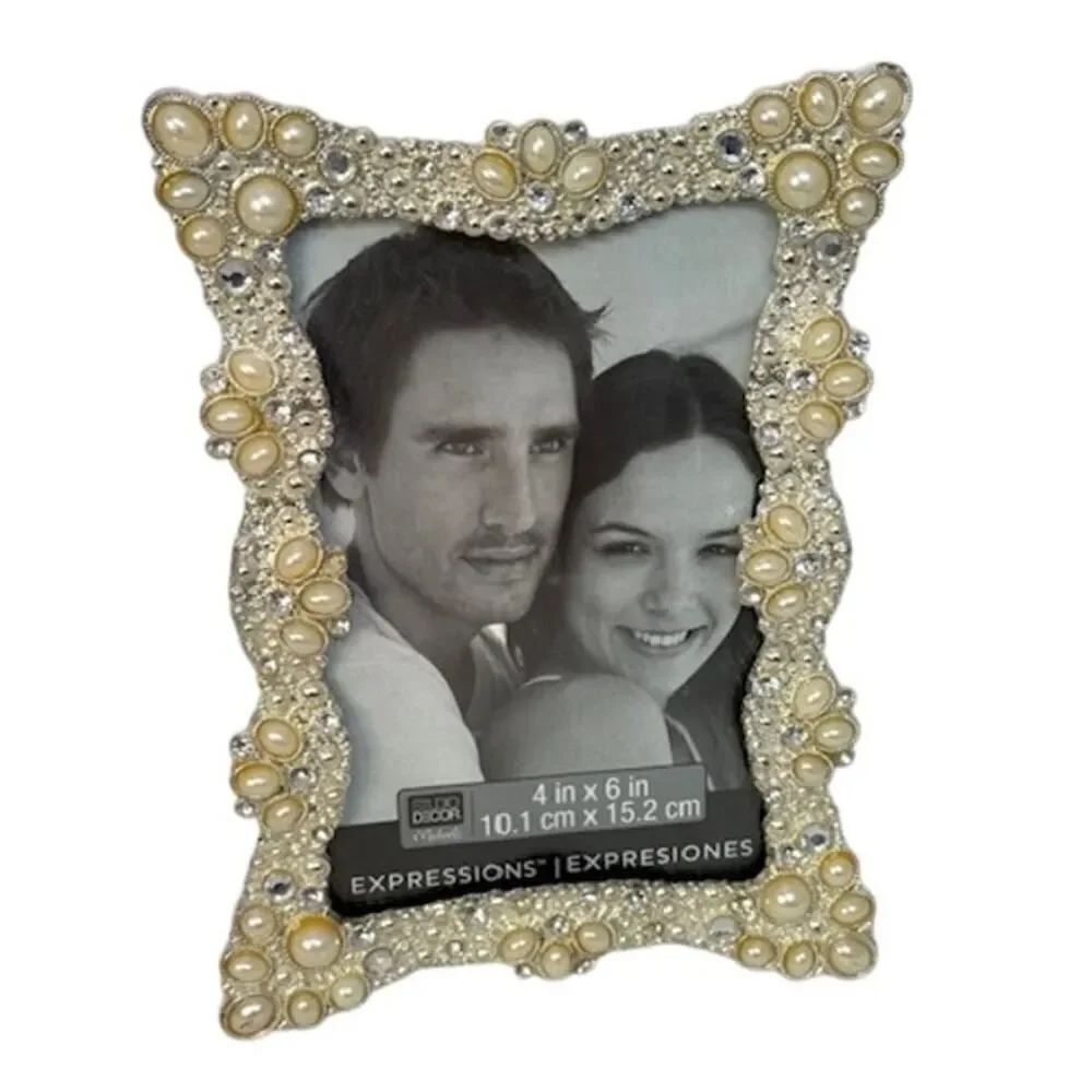 Studio Decor Photo Picture Frame Pearl & Crystal Wedding Bridal 4 x 6"